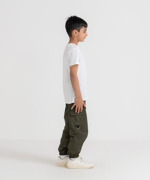 Boys' Twill Cargo Jogger Pants