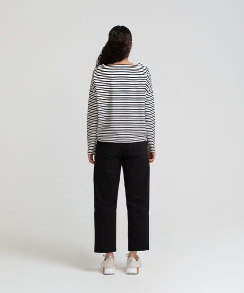 Women's Striped Boat Neck Sweatshirt