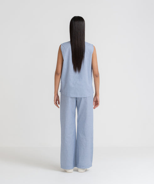 Women's Sleeveless Button Down Set