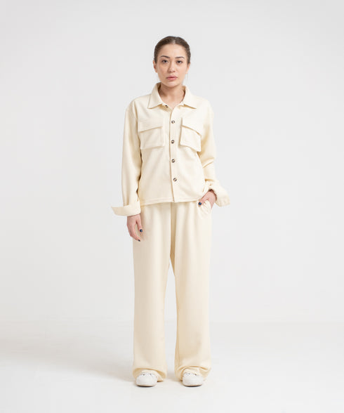 Women's Waffle Cropped Button Down Shirt