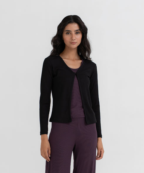 Women's Modal Rib Cropped Cardigan