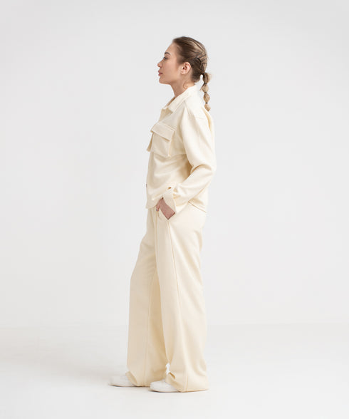 Women's Waffle Cropped Button Down Shirt