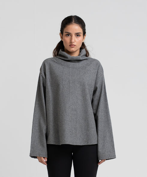 Women's Tweed Cowl Shirt