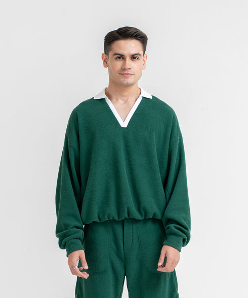 Men's Towel Terry Collared Sweatshirt