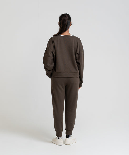 Women's Contrast V-Neck Sweatshirt