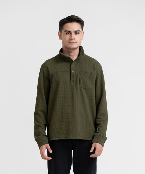Men's Waffle Collared Sweatshirt