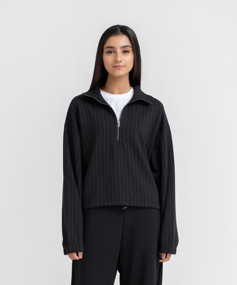 Women's LuxeStretch Pin Stripe Half Zip Sweatshirt