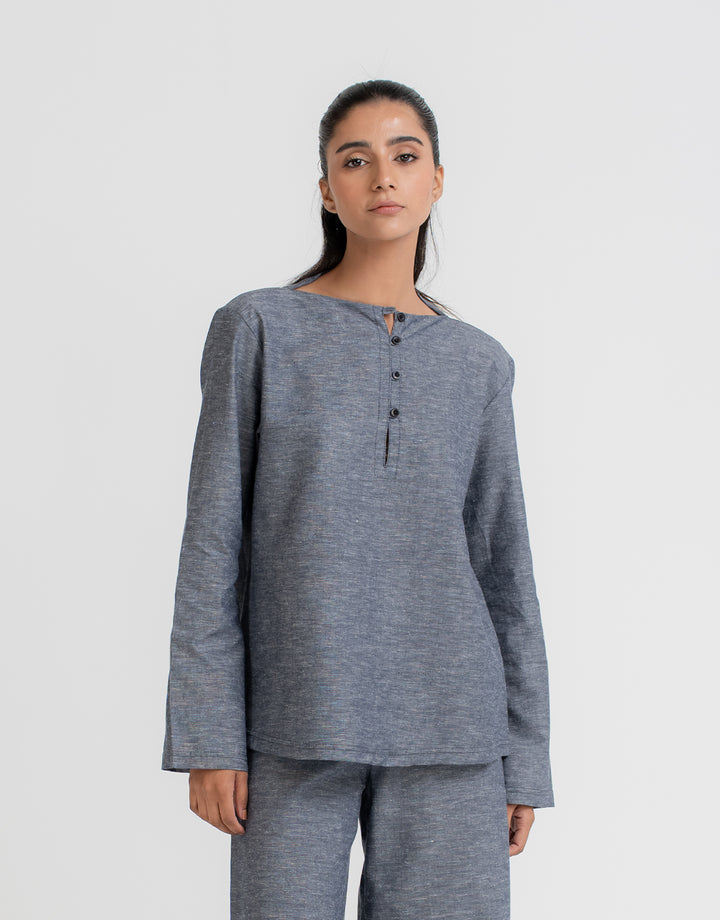 Women's Linen Henley Shirt