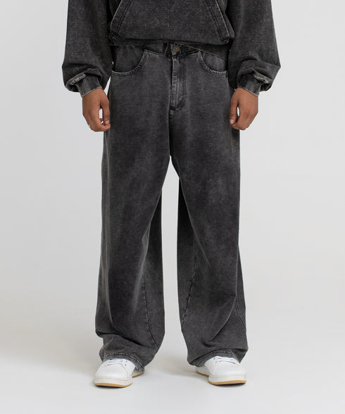 Men's Denim Panel Straight Pants