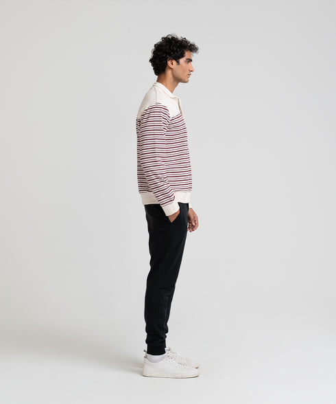 Men's Striped Collar Sweatshirt