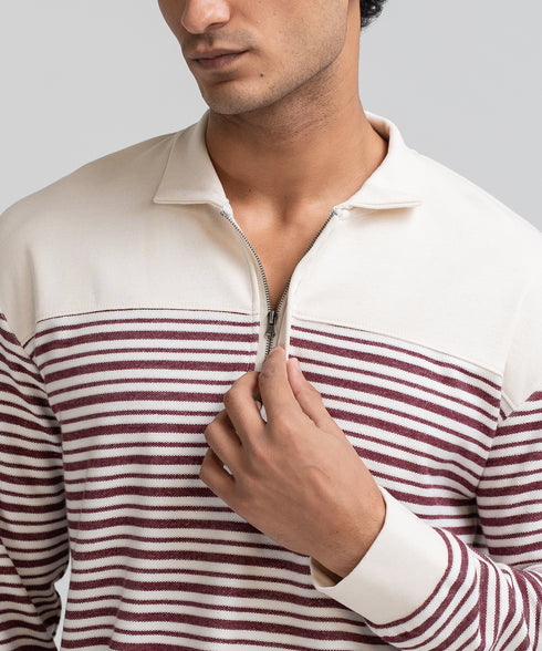 Men's Striped Collar Sweatshirt