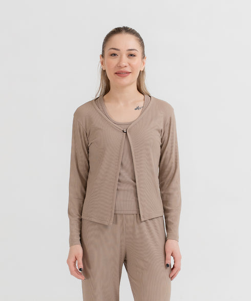 Women's Modal Rib Cropped Cardigan