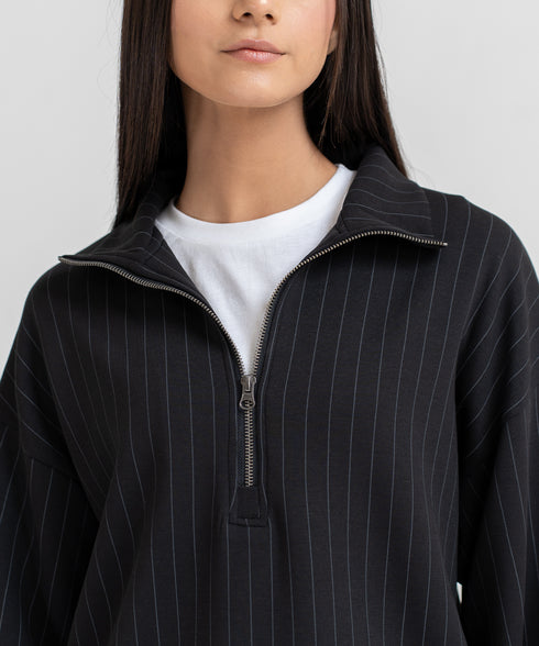 Women's LuxeStretch Pin Stripe Half Zip Sweatshirt
