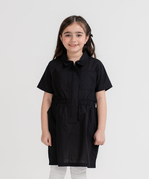 Girls' Zipper Midi Dress