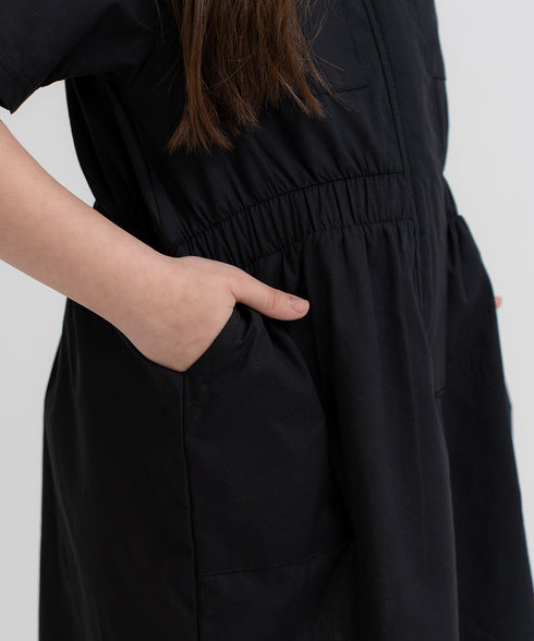 Girls' Zipper Midi Dress