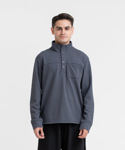 Men's Waffle Collared Sweatshirt