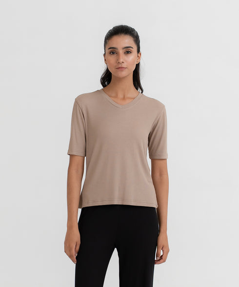 Women's Modal Rib V-Neck Tee