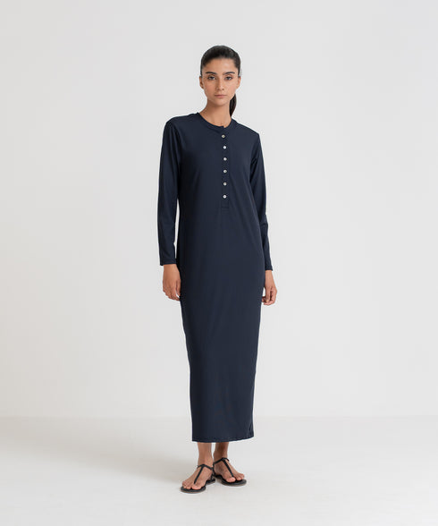 Women's Ribbed Henley Dress