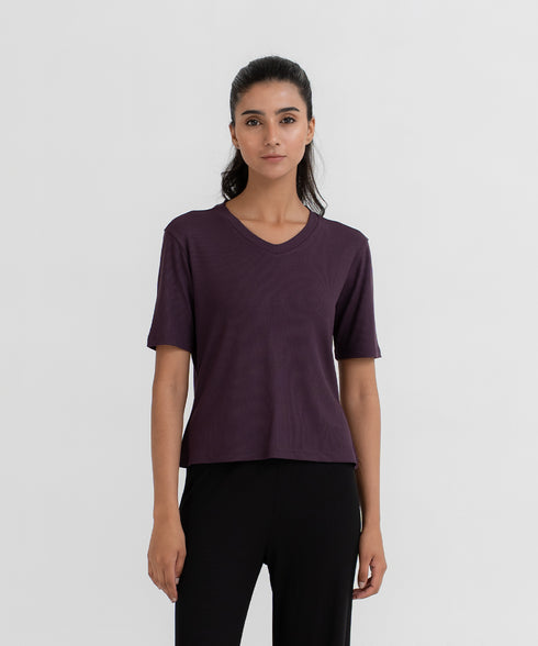 Women's Modal Rib V-Neck Tee