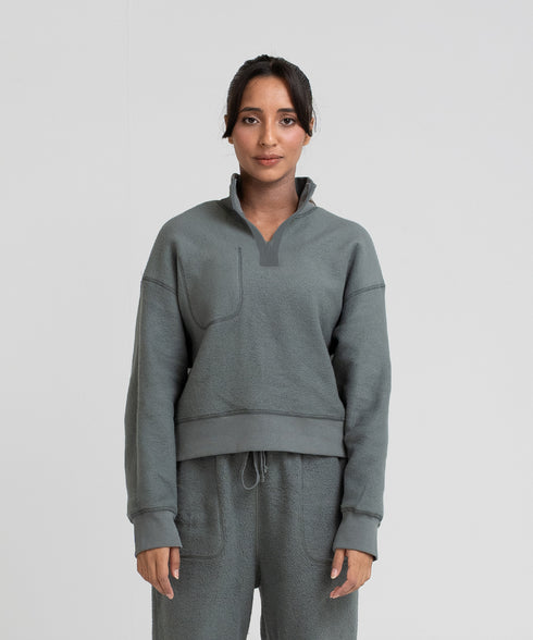 Women's Reversible Half Zip Sweatshirt
