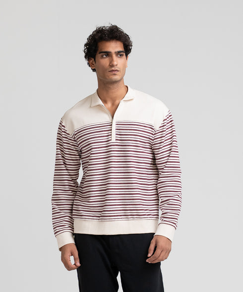 Men's Striped Collar Sweatshirt