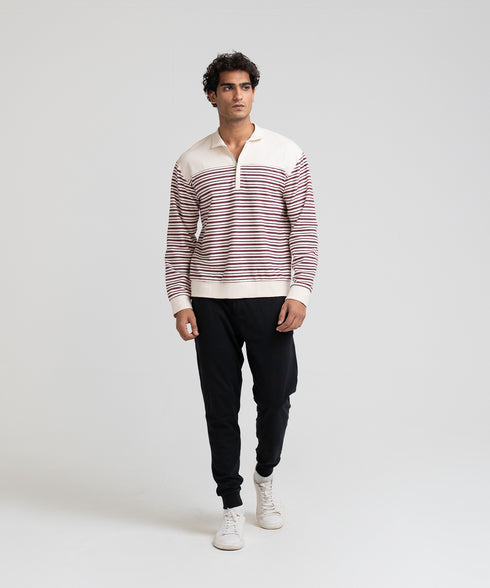 Men's Striped Collar Sweatshirt