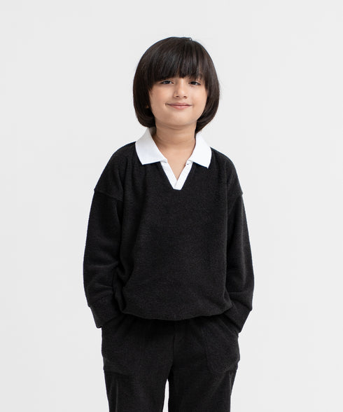 Boys' Towel Terry Collared Sweatshirt