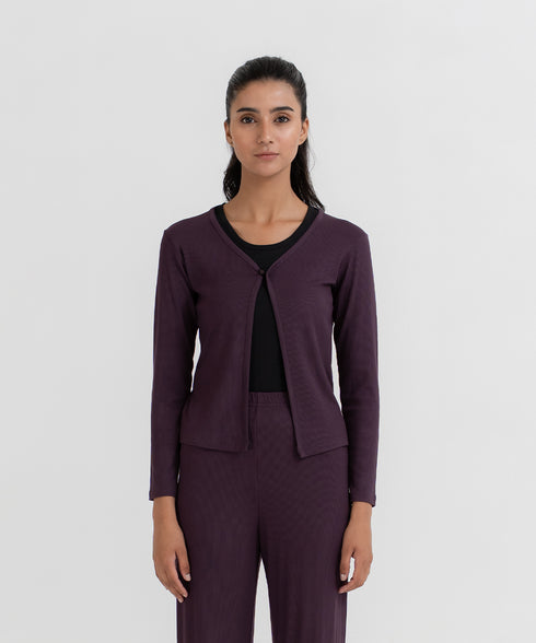 Women's Modal Rib Cropped Cardigan