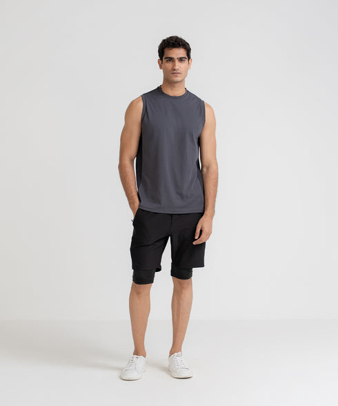 Men's B-Fit Contrast Mesh Muscle Top
