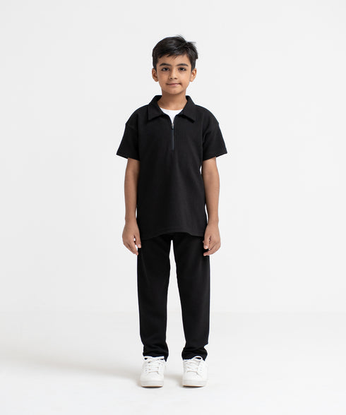 Boys' Waffle Half Zip Shirt