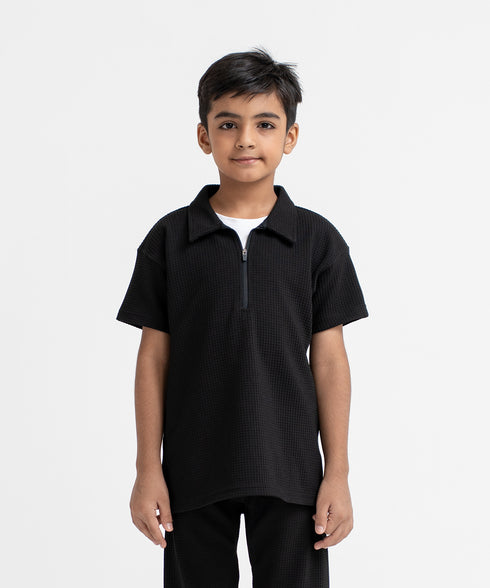 Boys' Waffle Half Zip Shirt