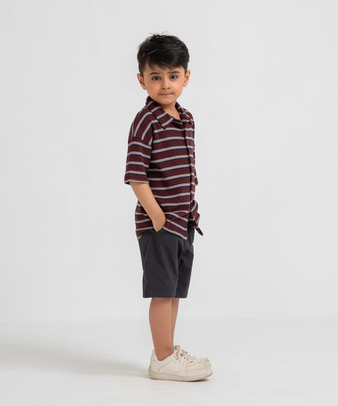 Boys' Waffle Striped Shirt
