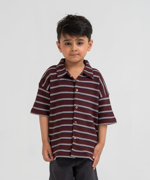 Boys' Waffle Striped Shirt