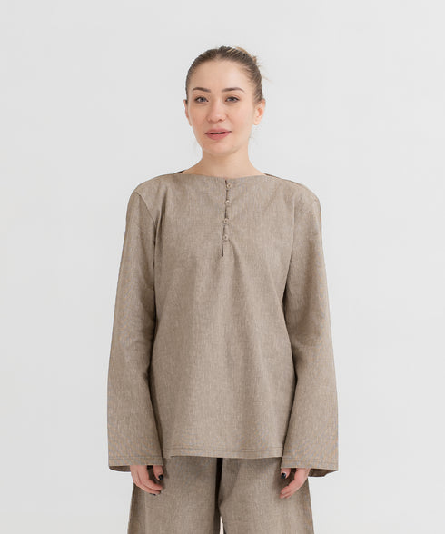 Women's Linen Henley Shirt