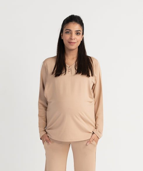 Women's Henley Maternity/Nursing Top