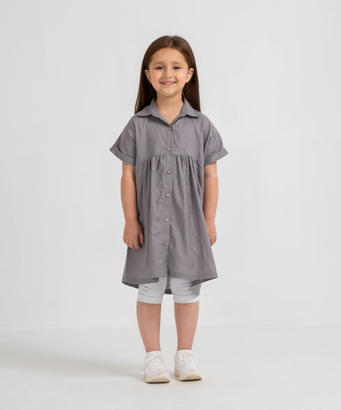 Girls' Twill Button Down Dress