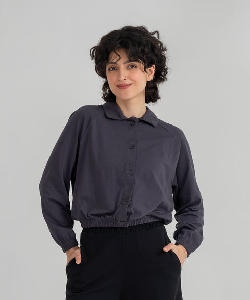 Women's Cropped Collared Shirt