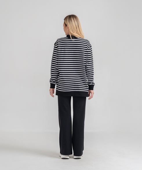 Women's Striped Mock Neck Set