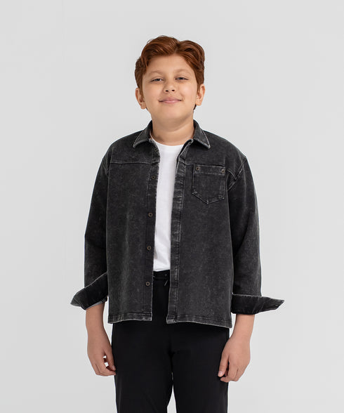 Kids' Denim Hidden Placket Shirt