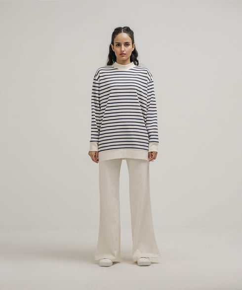 Women's Striped Mock Neck Set