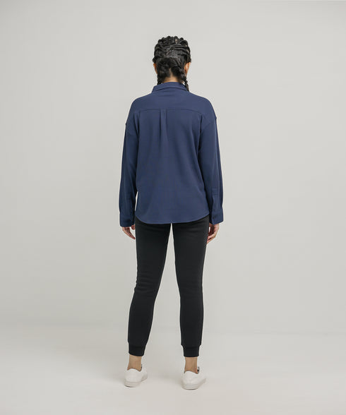 Women's Waffle Button Down Shirt