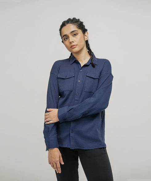 Women's Waffle Button Down Shirt