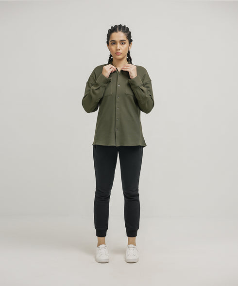 Women's Waffle Button Down Shirt