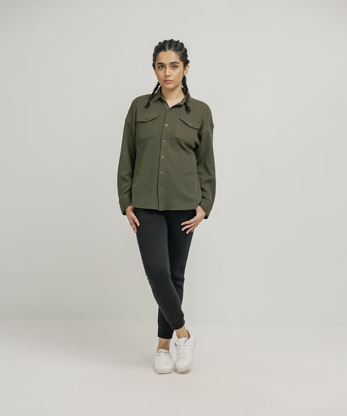 Women's Waffle Button Down Shirt