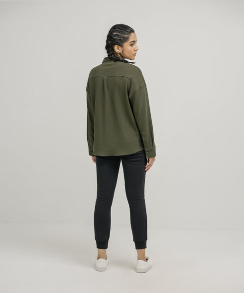 Women's Waffle Button Down Shirt