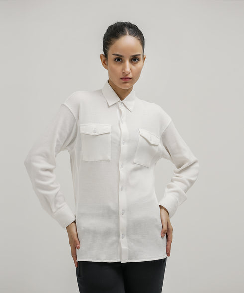 Women's Waffle Button Down Shirt
