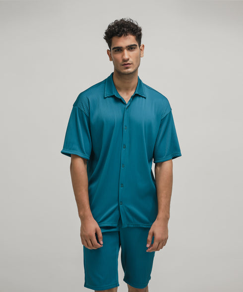 Men's Pleated Button Down Set