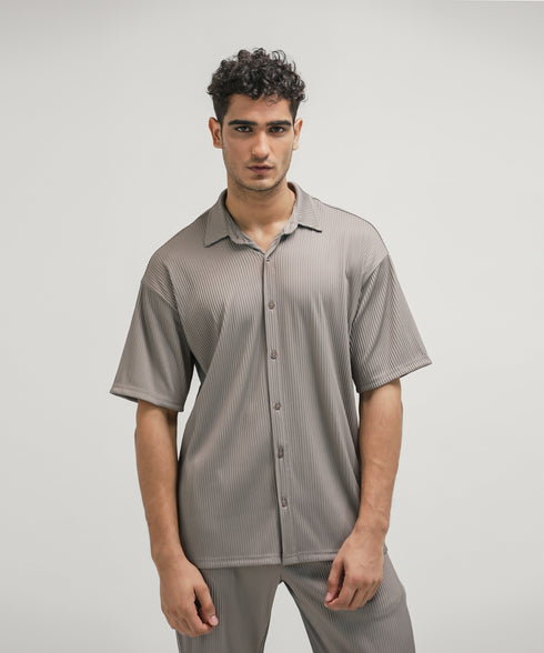 Men's Pleated Button Down Set