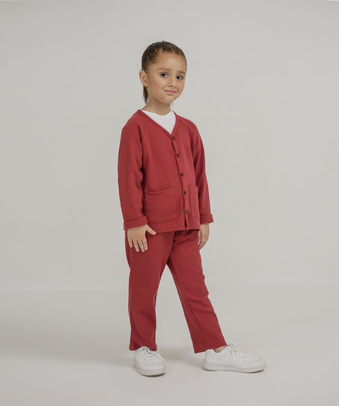 Girls' Waffle Button Down Set