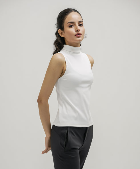 Women's Sleeveless Rib Turtleneck